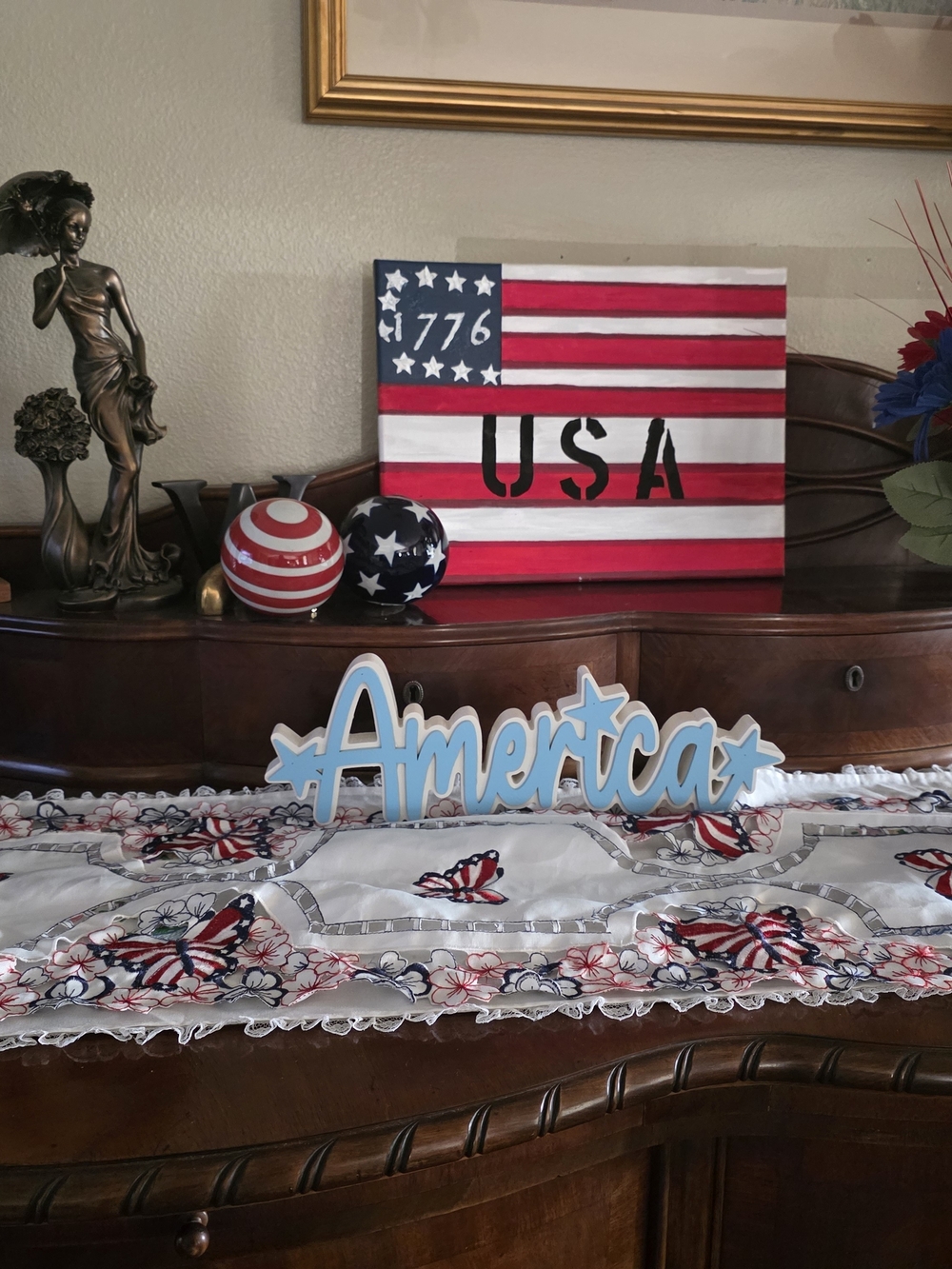 Patriotic USA Wall Art Canvas - Red, White & Blue